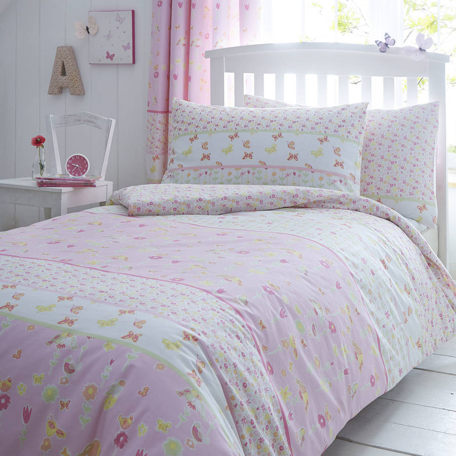 Pink Toddler Bed Set Girls Cotton Bedding Sets In Pure Cotton