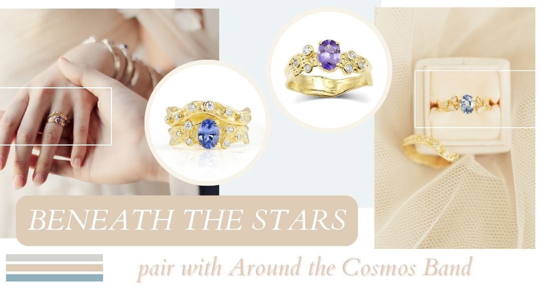 Kristen Baird Bridal Pairing - Beneath the Stars Ring with Around the Cosmos Band