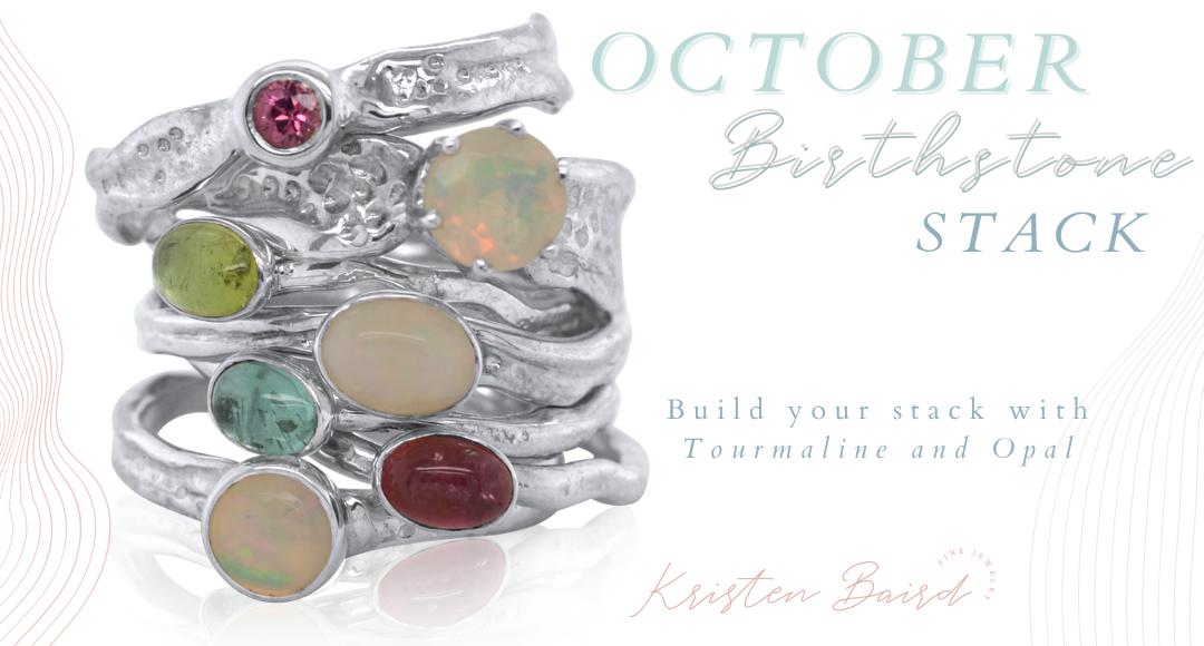 Opal Birthstone Stack