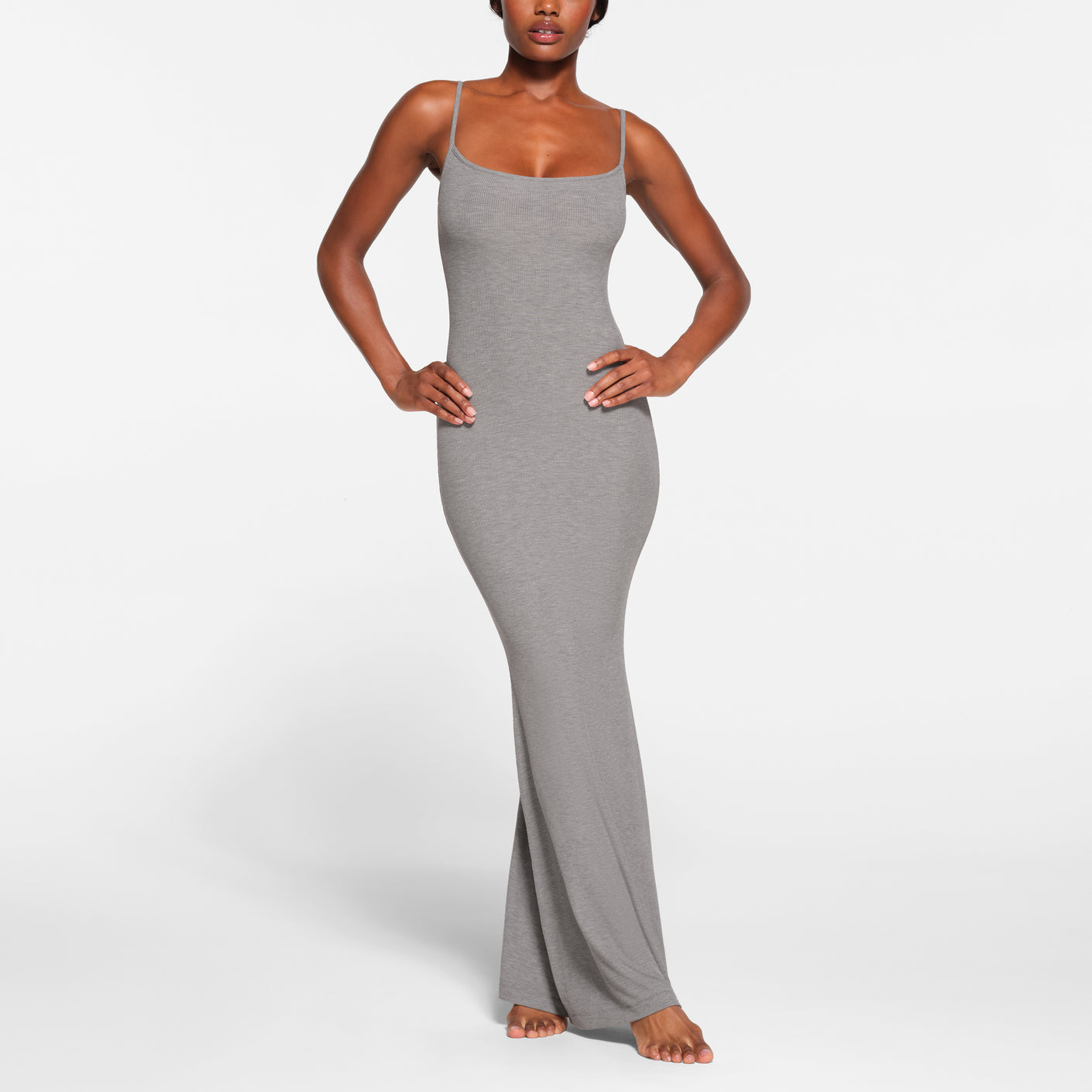 Whipped Slip in Heather Grey  Heather Grey Long Slip Dress