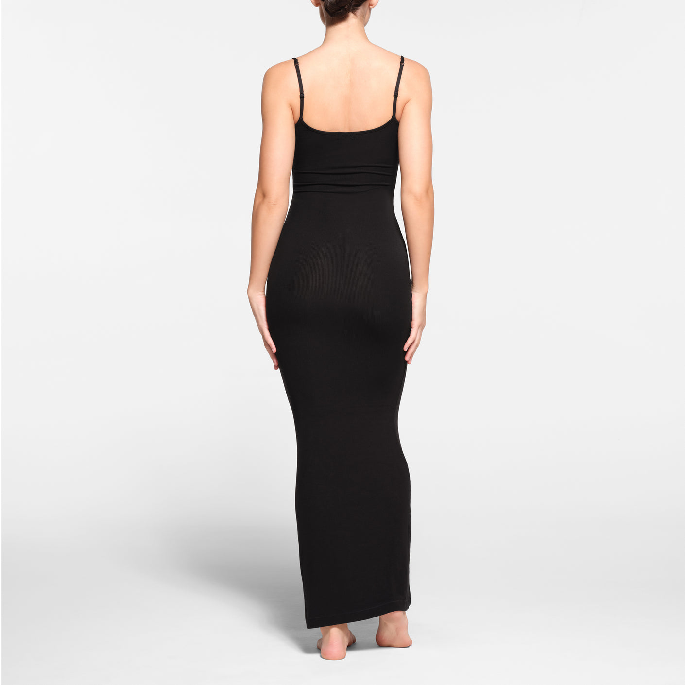 Skims Cotton Rib Slip Dress in Black