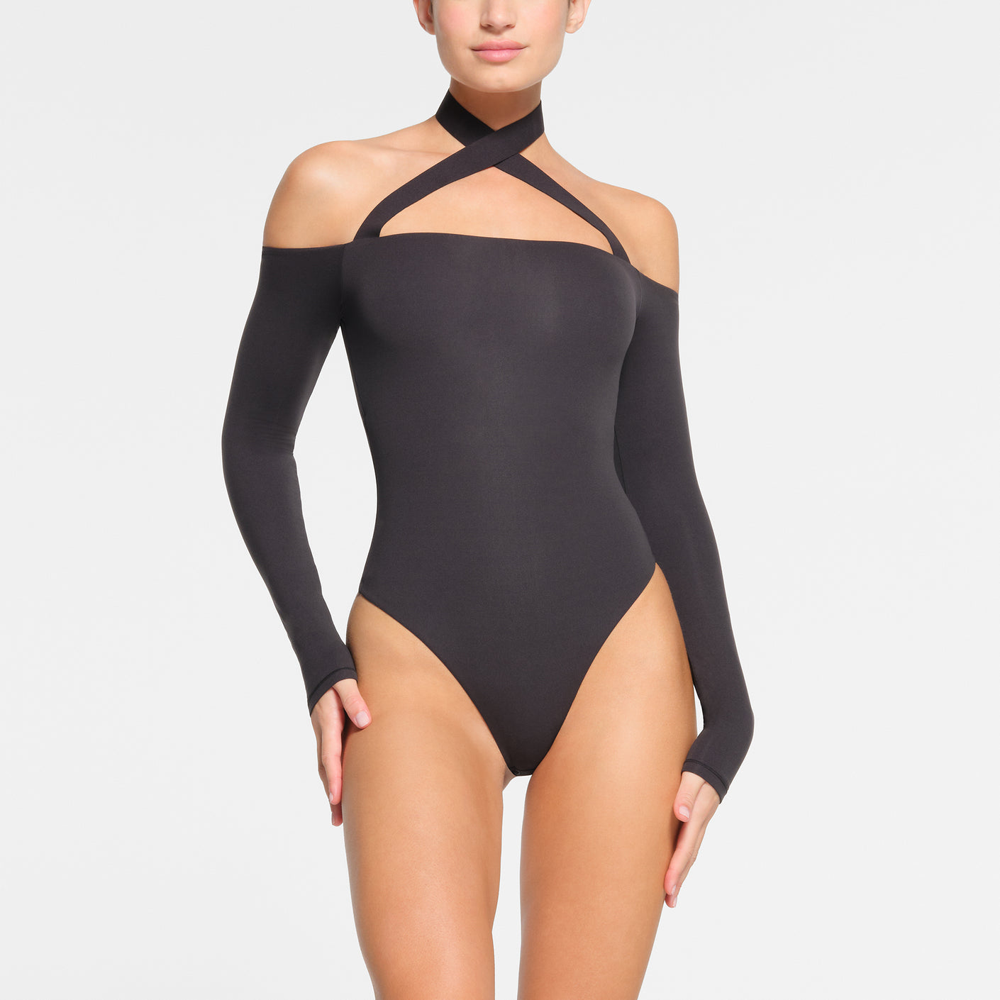 FITS EVERYBODY WRAP LONG SLEEVE BODYSUIT | ONYX