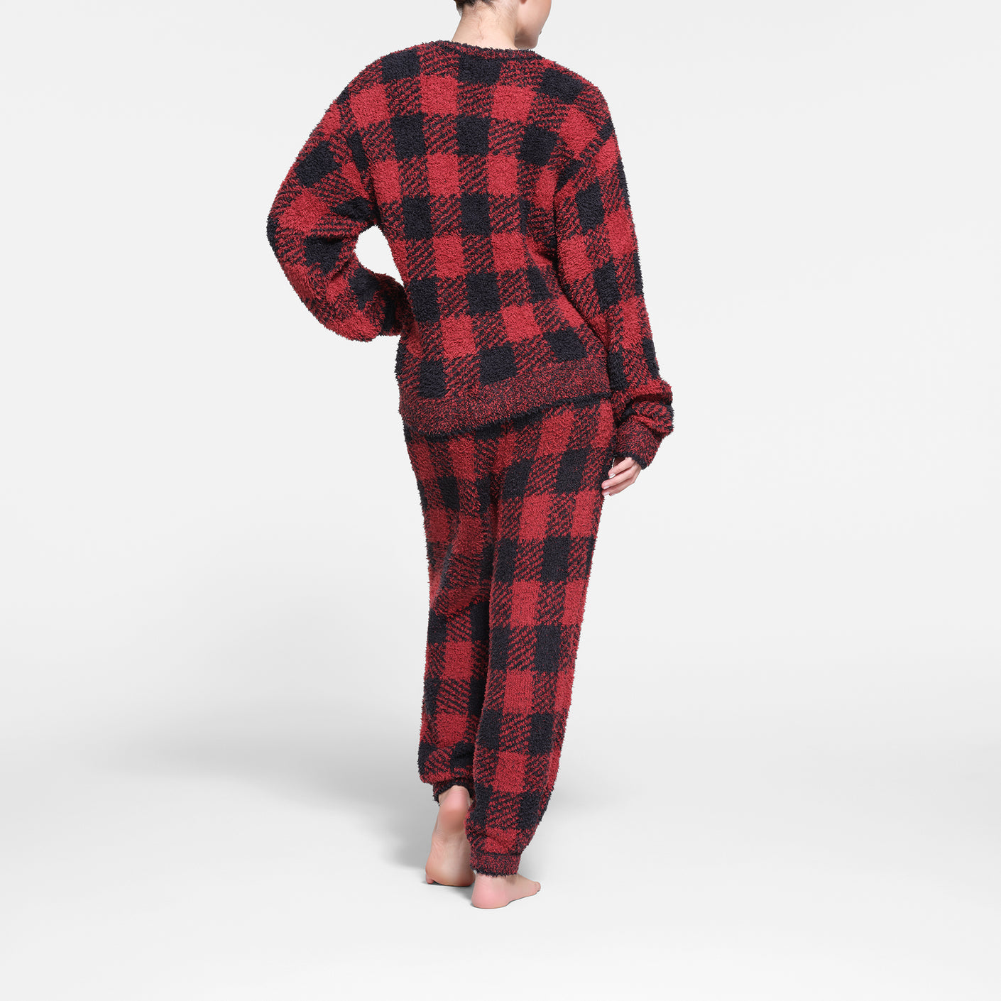 SKIMS Fleece Plaid Top & Pant Sleep Set In Jasper Buffalo Check NEW Size 4X