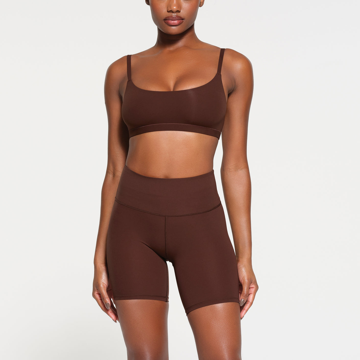 High Waisted, Skintight, Nude-trimmed Sports And Fitness Shorts Grey