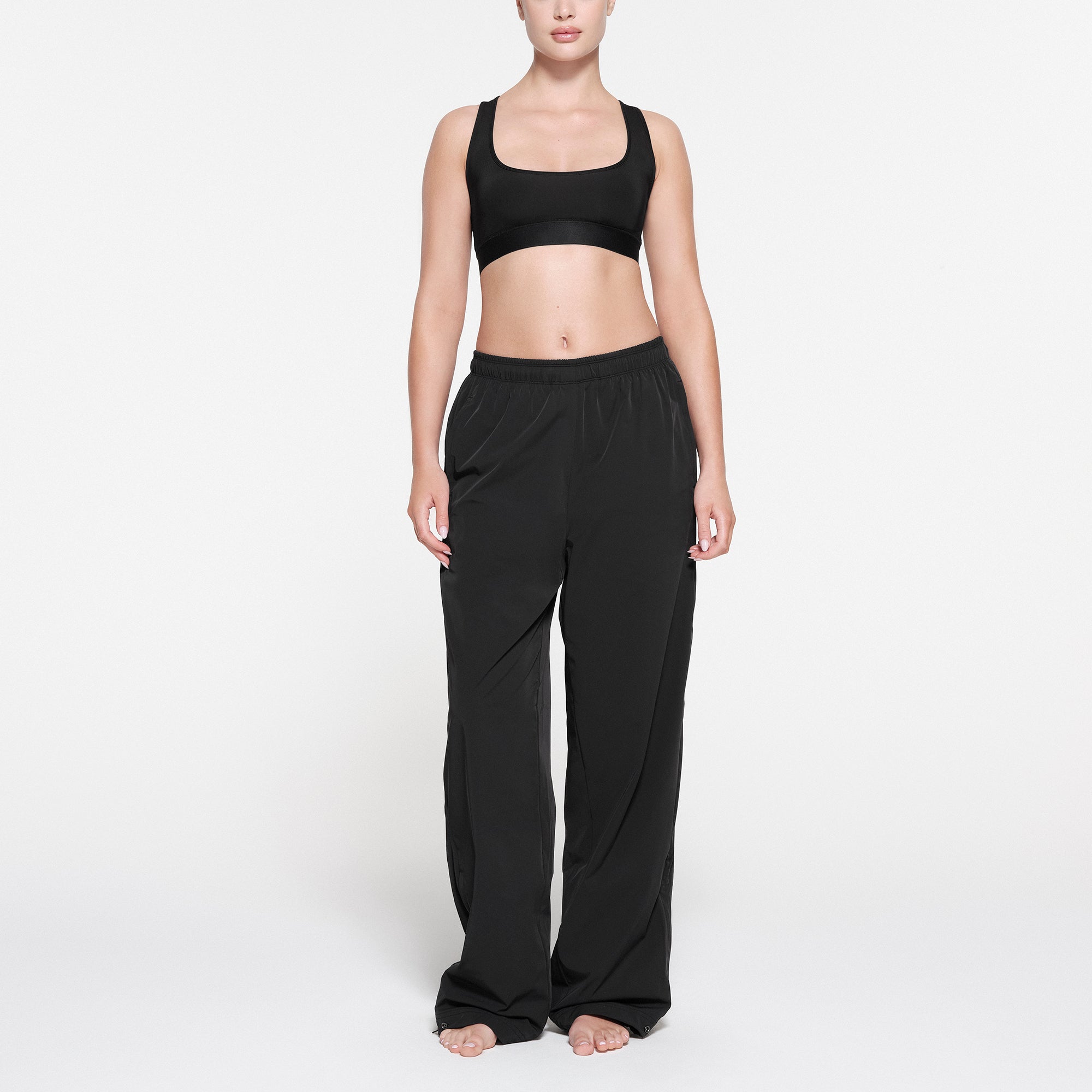 SKIMS Woven Nylon Pants | Black