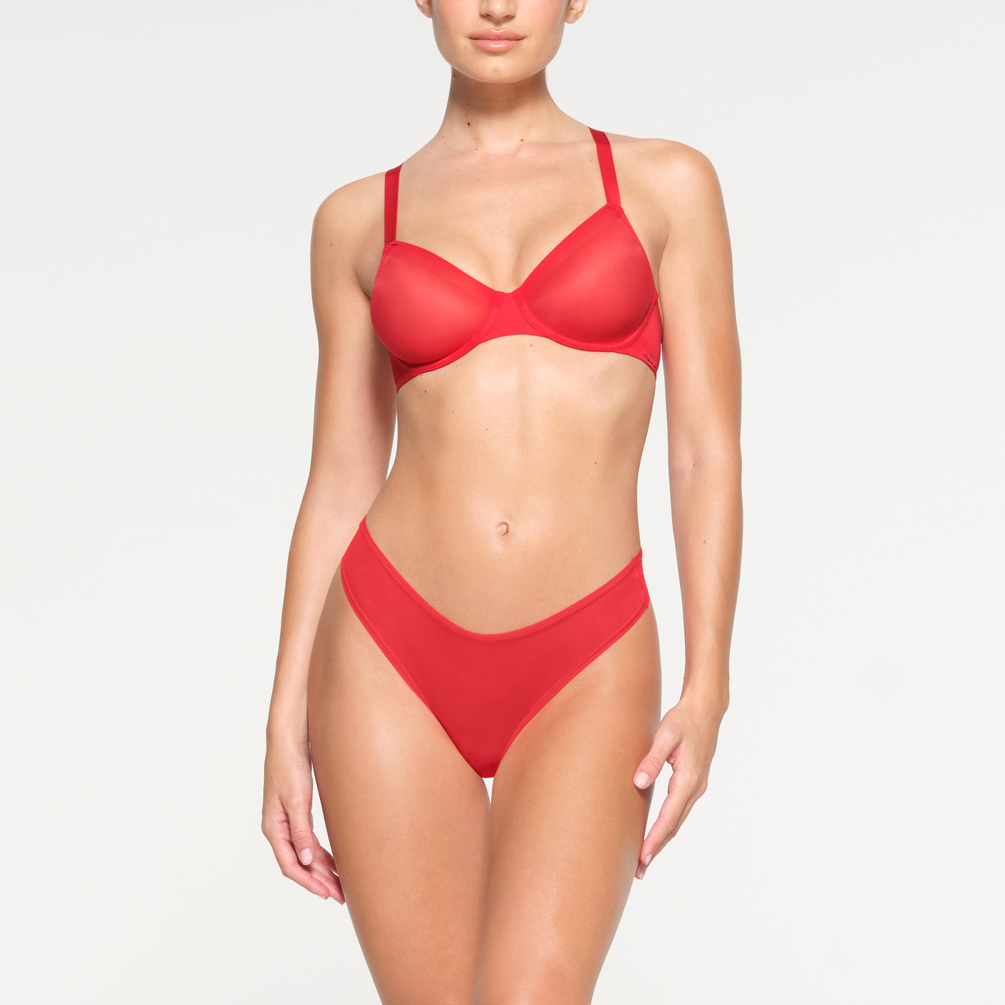 Track No Show Unlined Demi Bra - Red - 32 - H at Skims