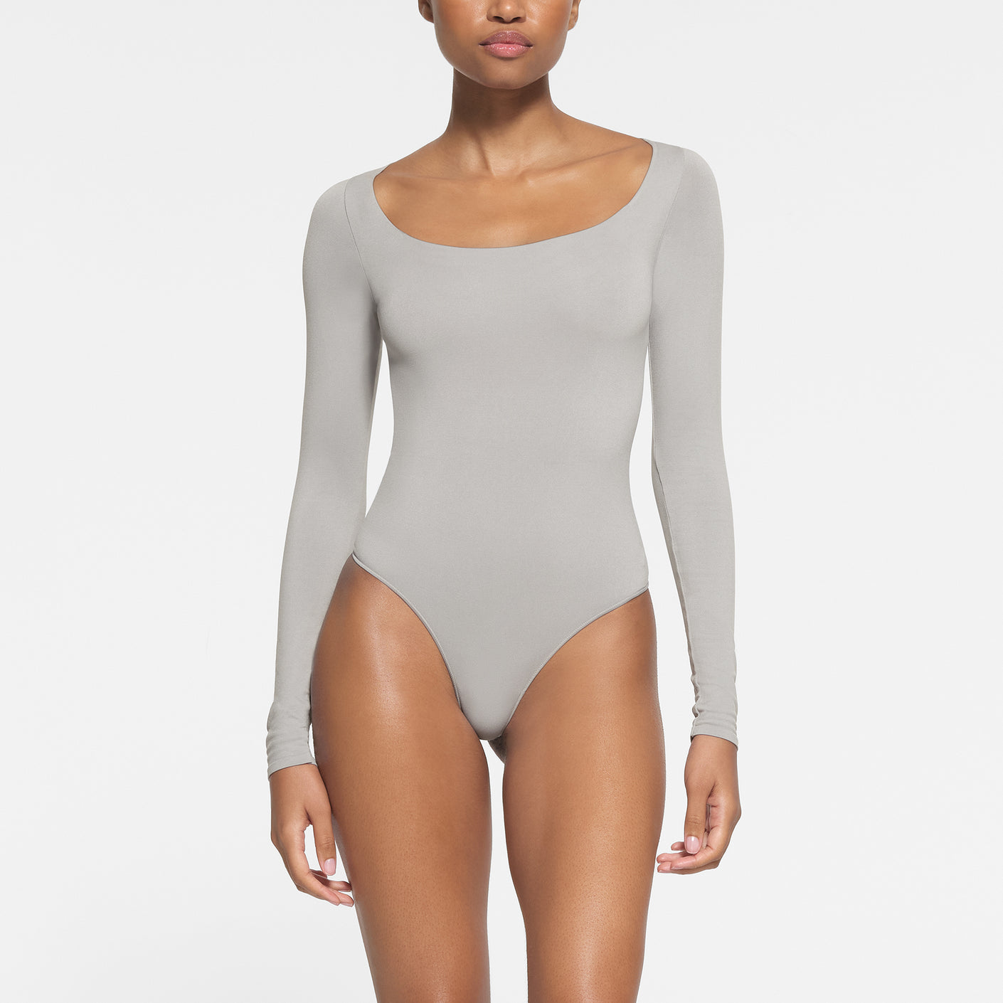 Dark Brown Bodysuit - Long Sleeve Bodysuit - Scoop Neck Bodysuit