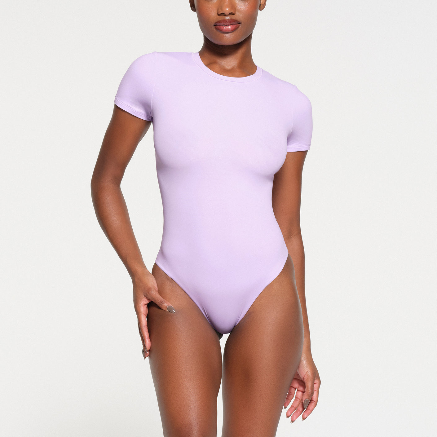 Spandex Thong Bodysuit - Lavender