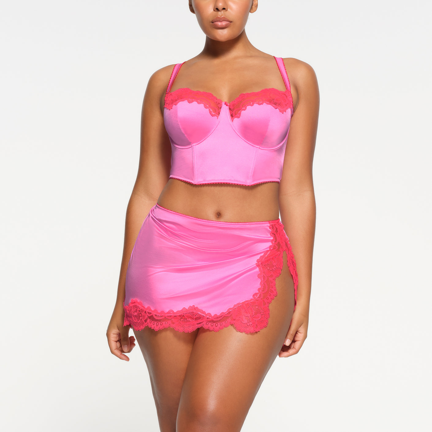 Stretch Cropped Corset Top Pink