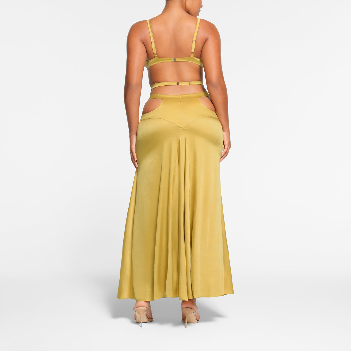 SILK STRAPPY LONG SLIP DRESS | TOPAZ