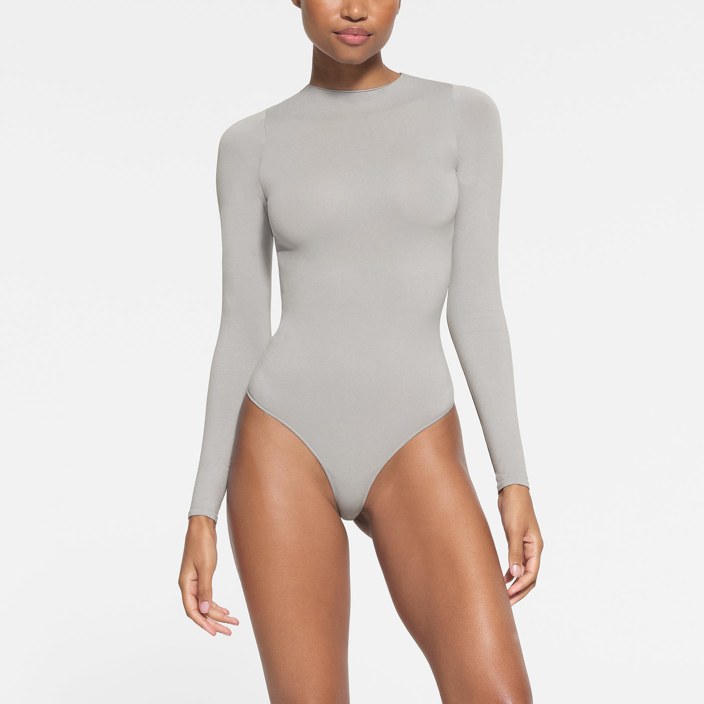 Long Sleeve Crew Neck Bodysuit - Pale Khaki