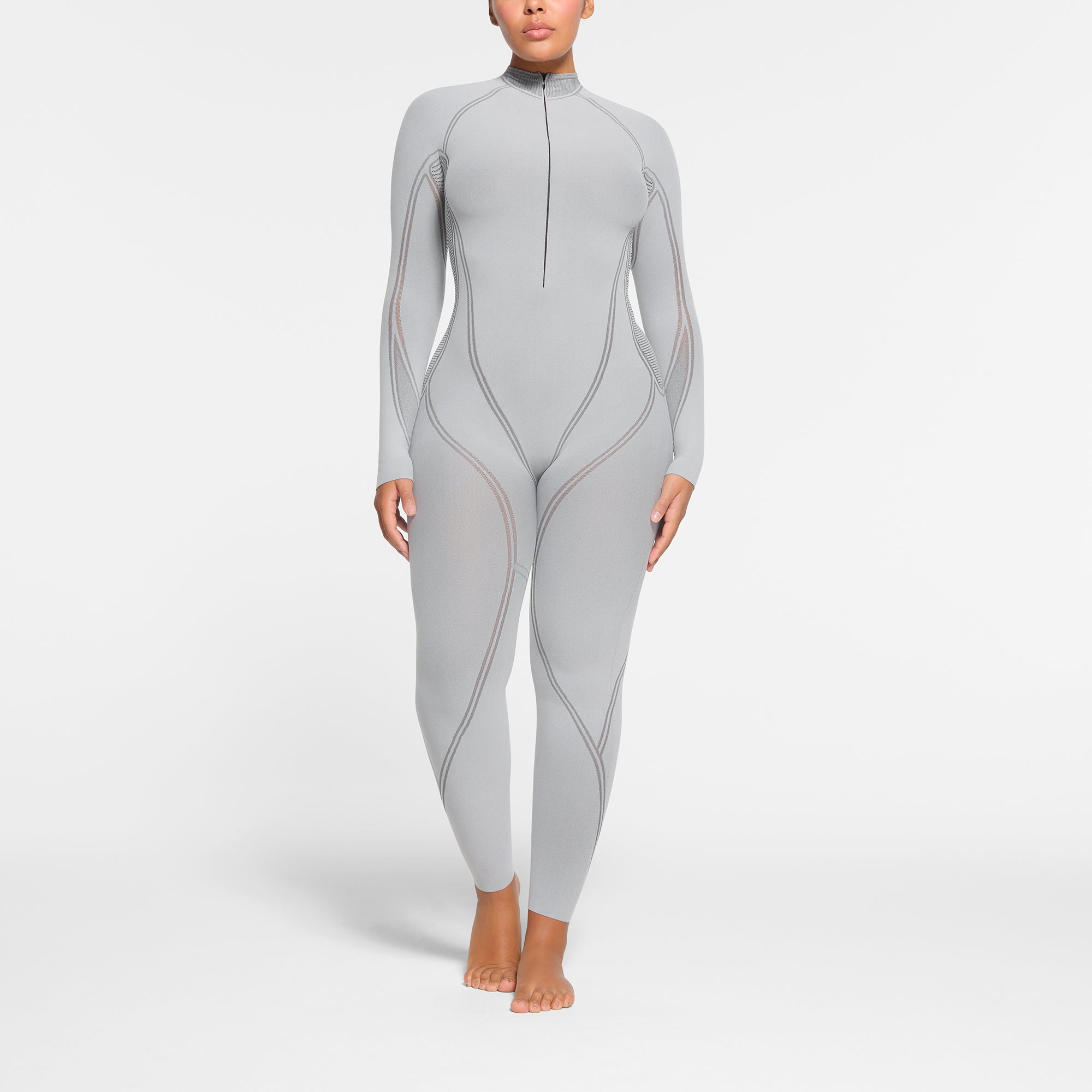 SKIMS Zip Front Catsuit (Bodysuit) | Grey