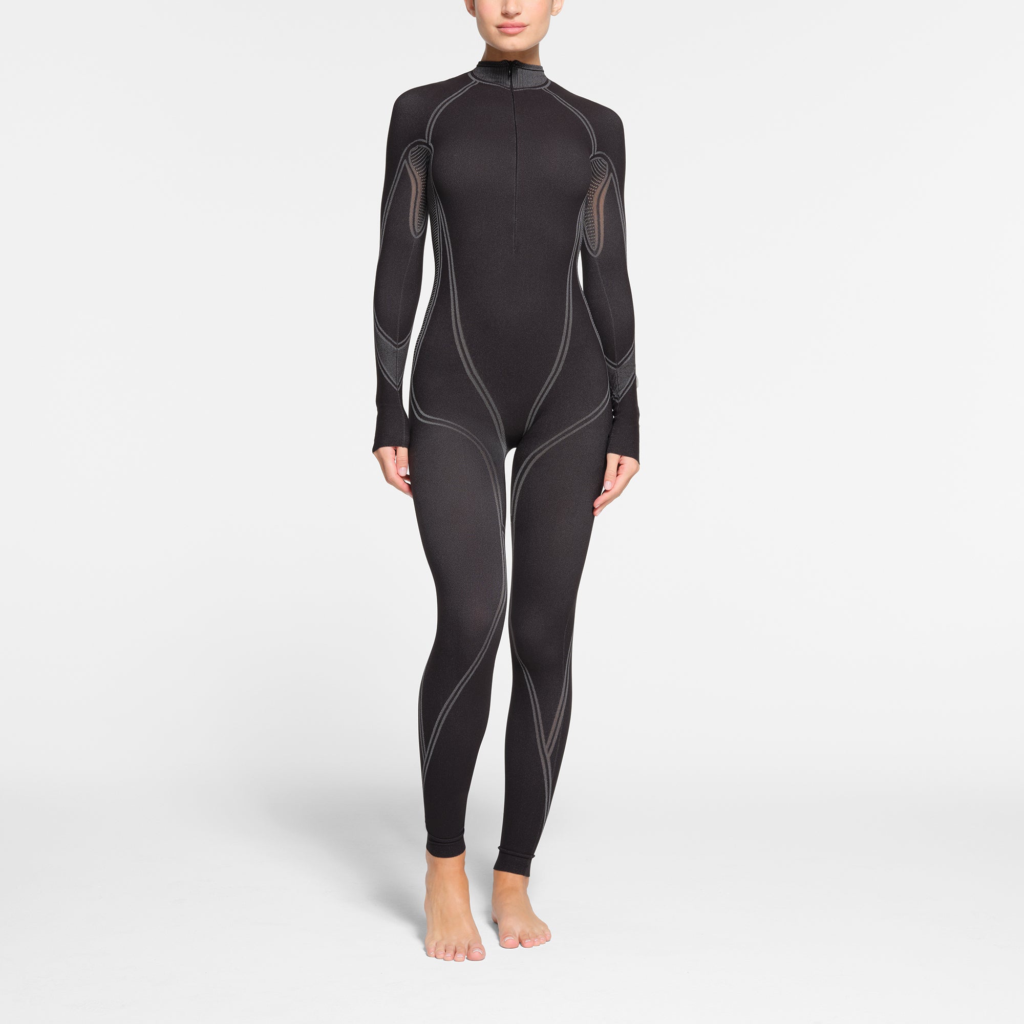 SKIMS Zip Front Catsuit (Bodysuit) | Black