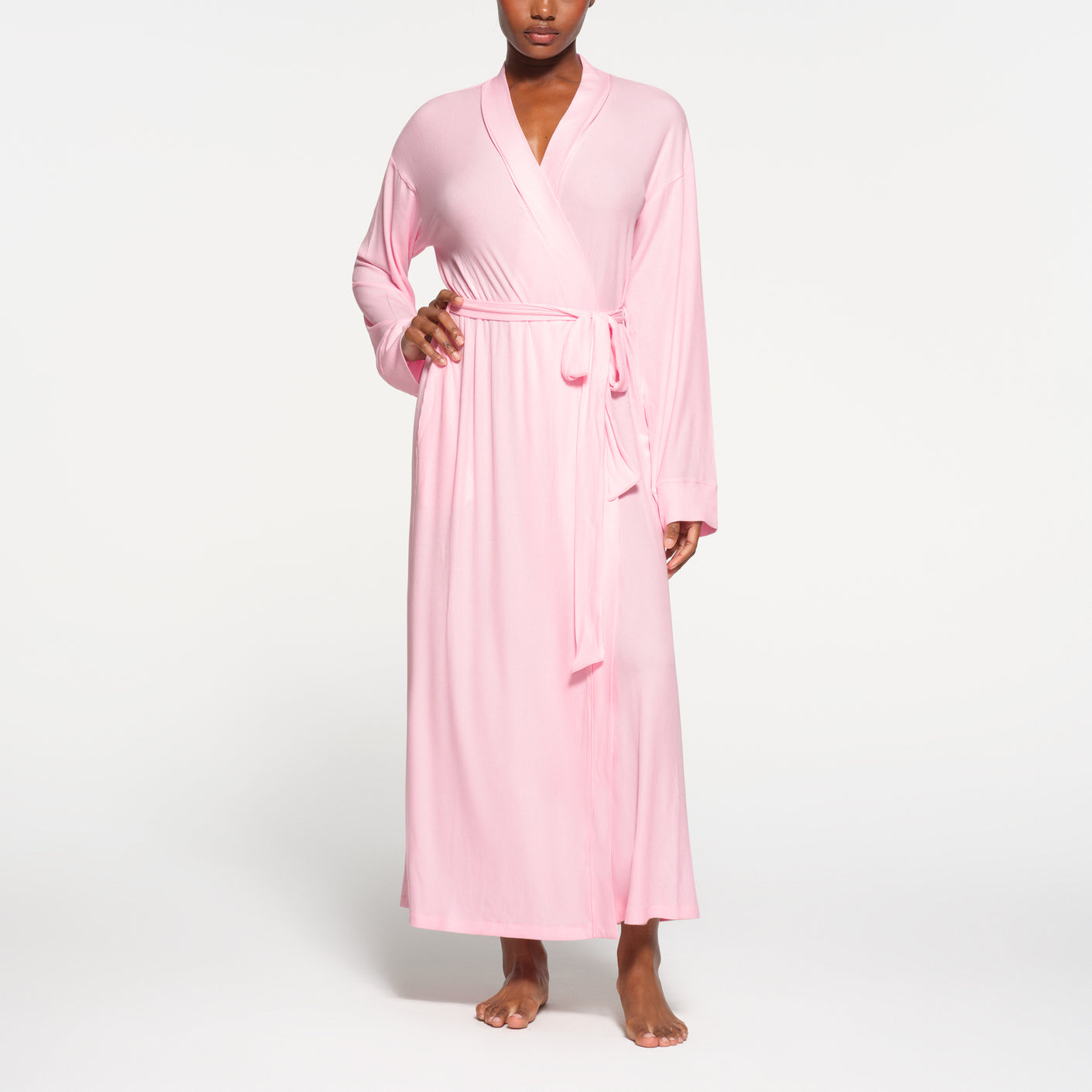 SOFT LOUNGE LONG ROBE | CHERRY BLOSSOM ON A MODEL FRONT VIEW