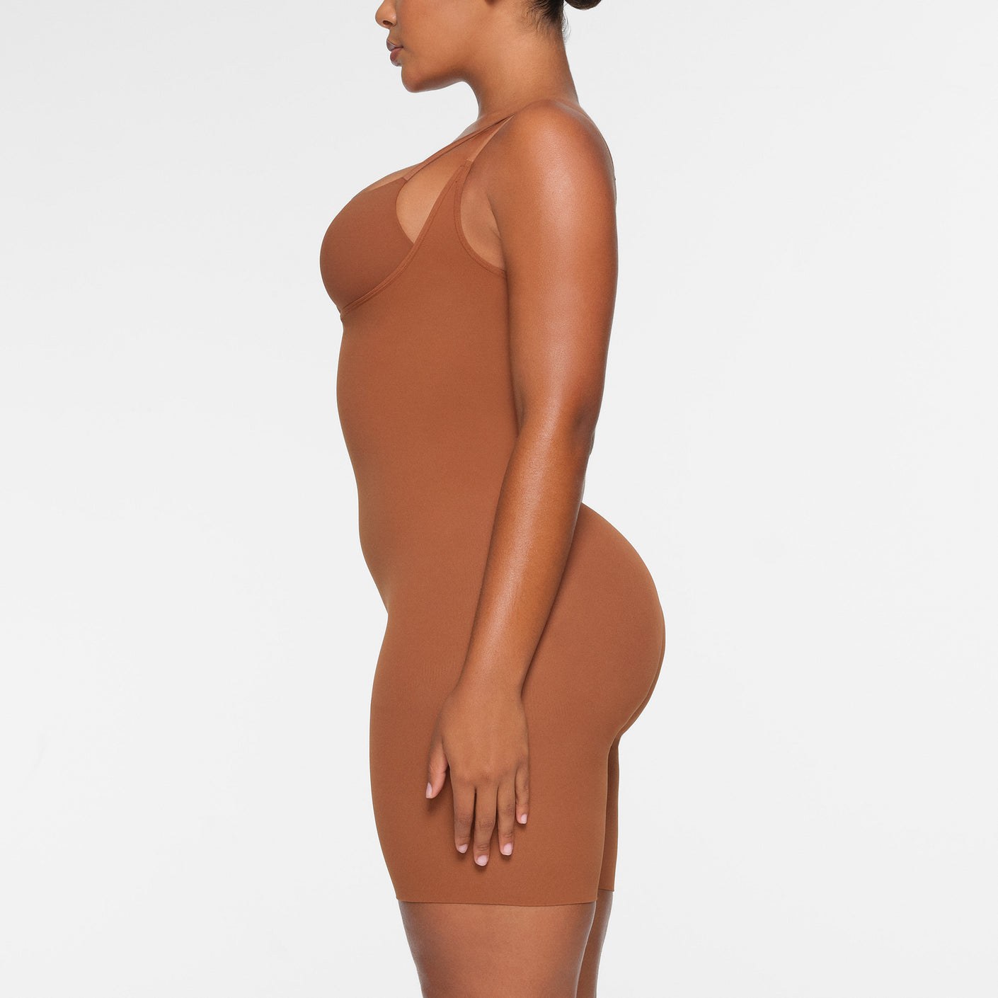 BUTT ENHANCING OPEN BUST BODYSUIT | BRONZE