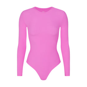 SKIMS, Tops, Skims Essentials Crewneck Seamless Bodysuit In Pink  Highlighter New