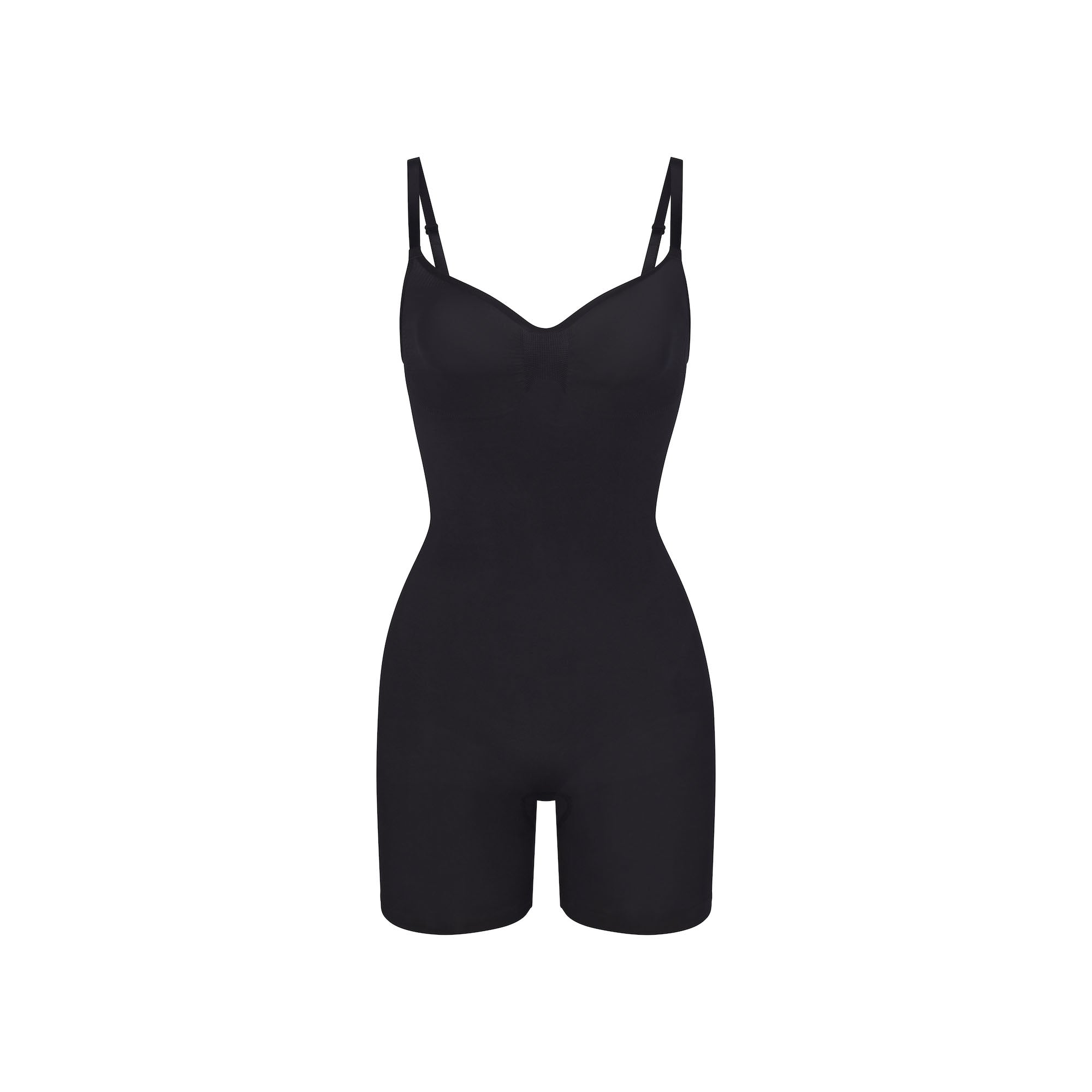 SEAMLESS SCULPT PETITE MID THIGH BODYSUIT | ONYX