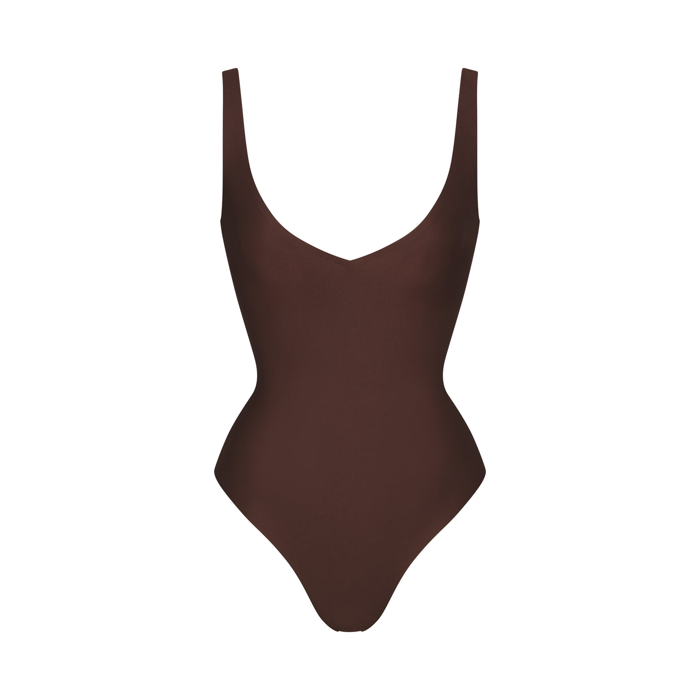 SKIMS BODY UNLINED PLUNGE THONG BODYSUIT | COCOA
