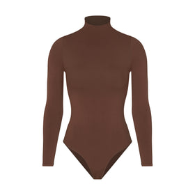 Skims Tan Jelly Sheer Long Sleeve Bodysuit in Brown