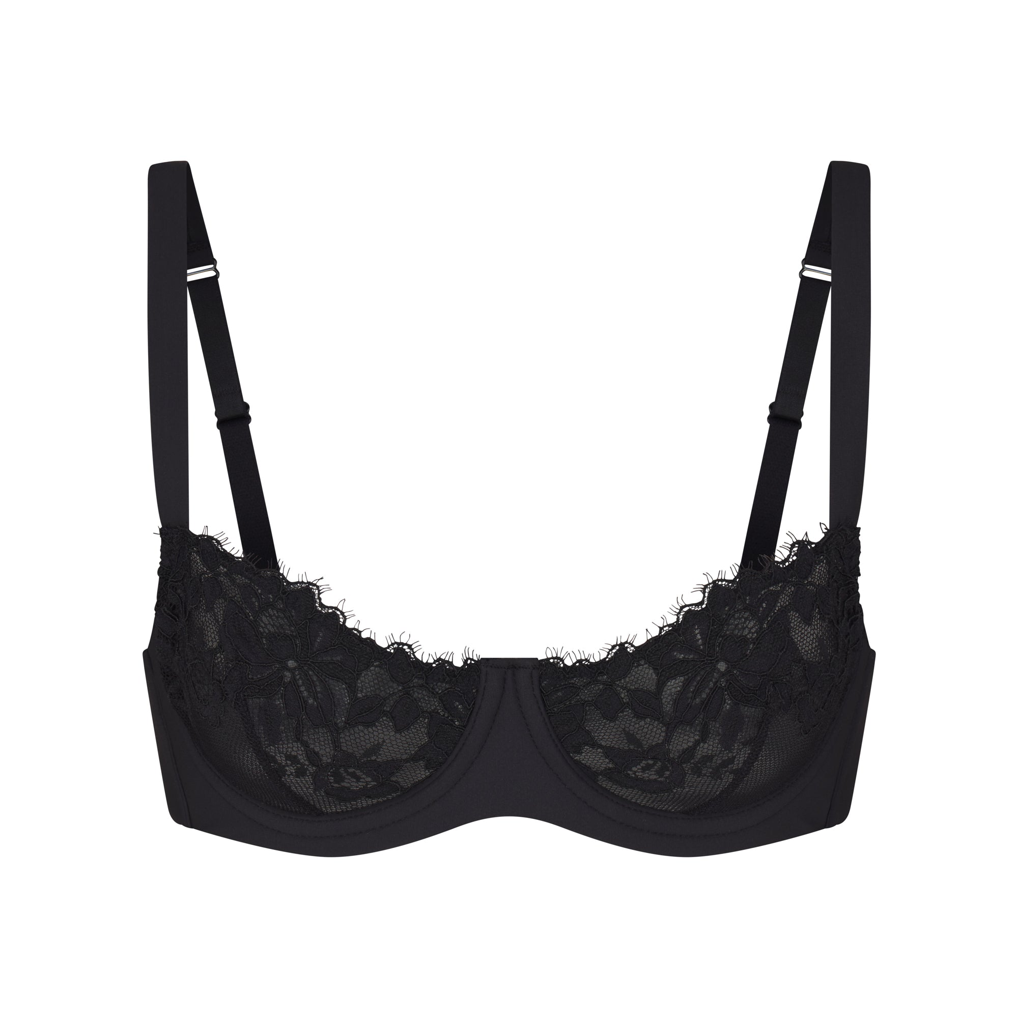 SKIMS LACE UNLINED BALCONETTE BRA | ONYX - SKIMS LACE UNLINED ...