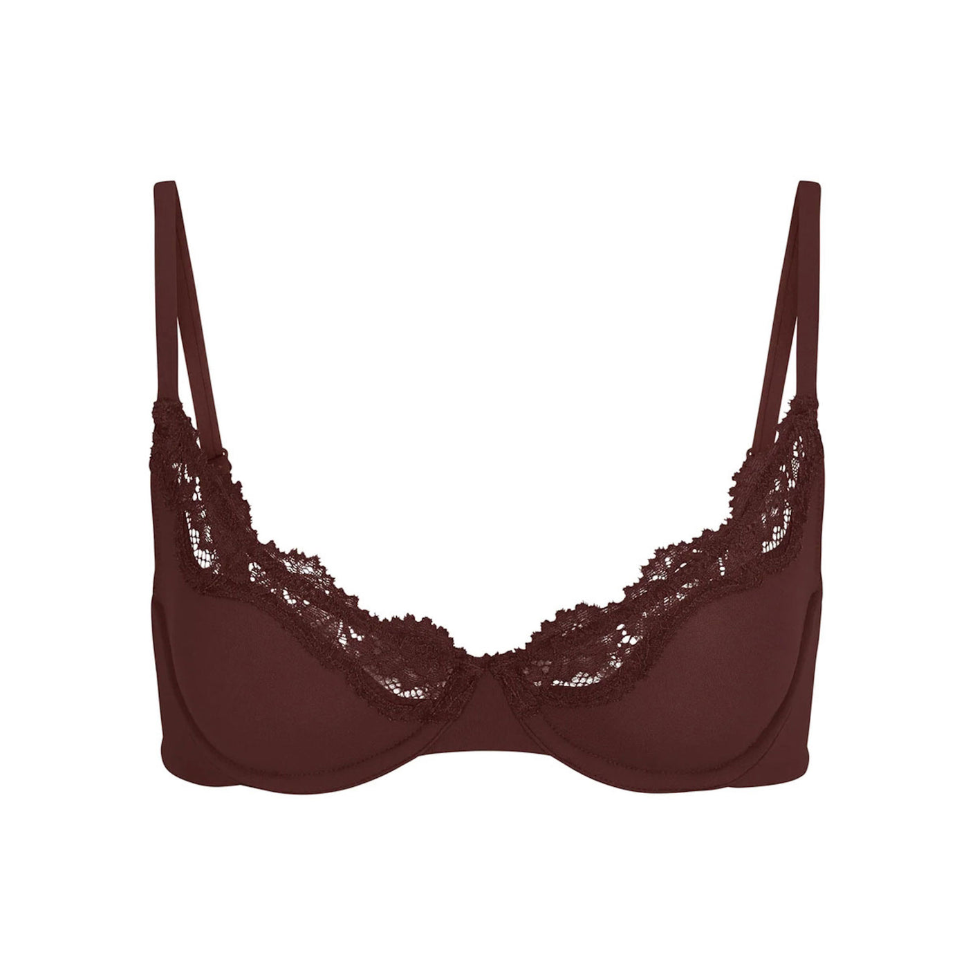 FITS EVERYBODY LACE UNLINED SCOOP BRA | COCOA