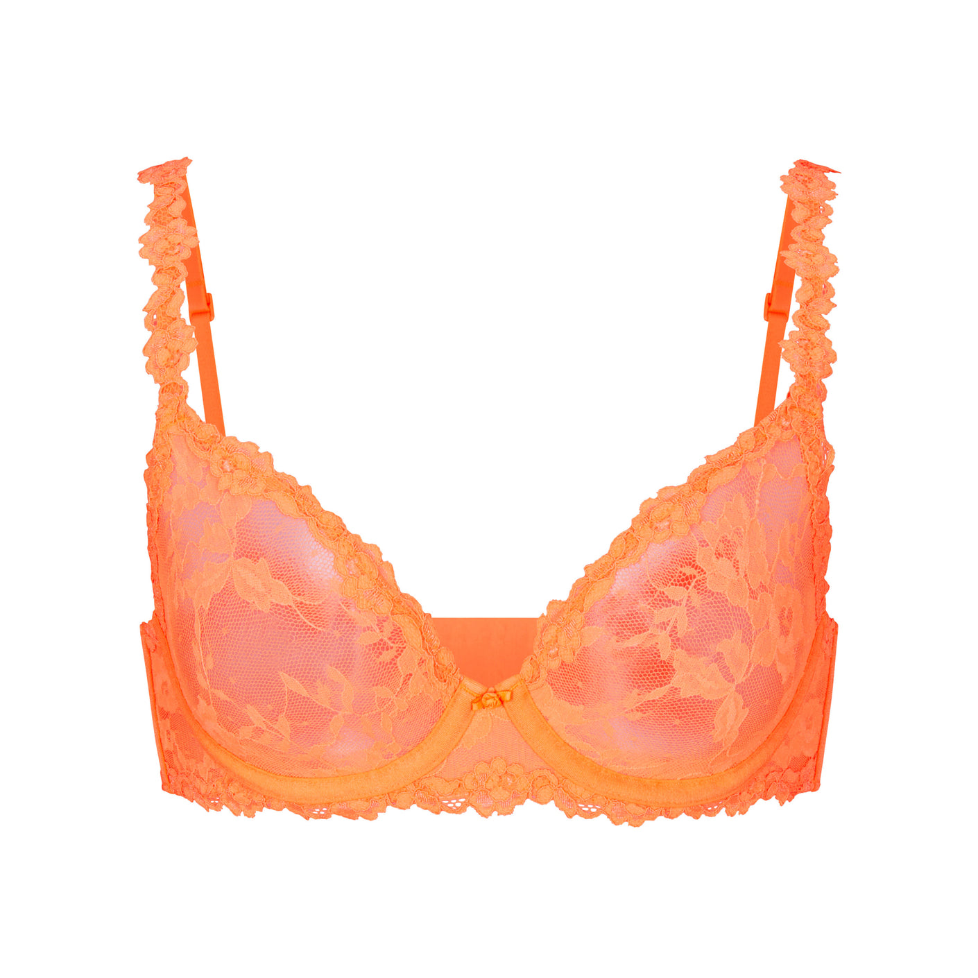 STRETCH LACE UNLINED DEMI BRA | NEON ORANGE