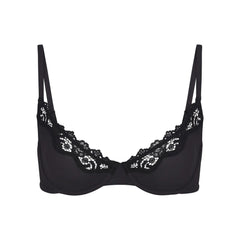 Romantic Corded Lace Unlined Balconette Bra in Black