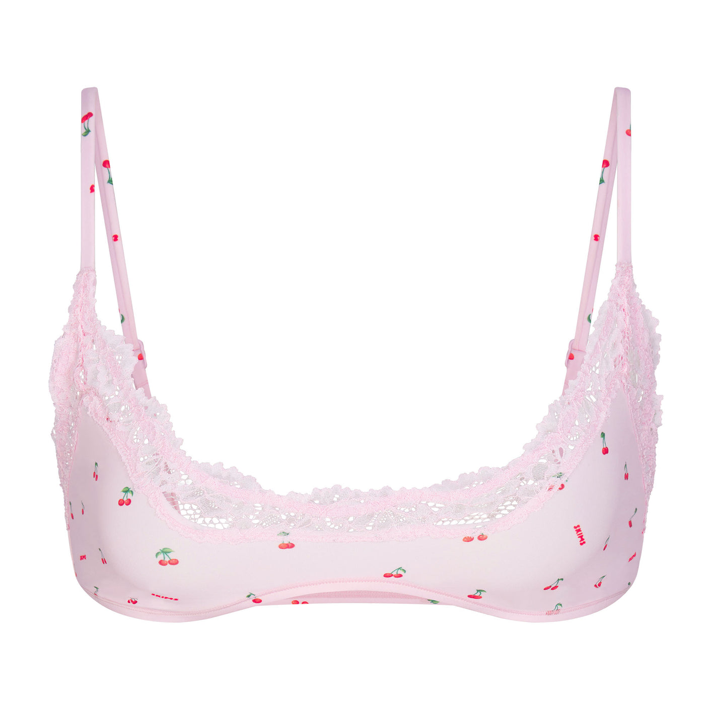 Skims Fits Everybody Lace-trimmed Stretch-woven Triangle Bra in Pink