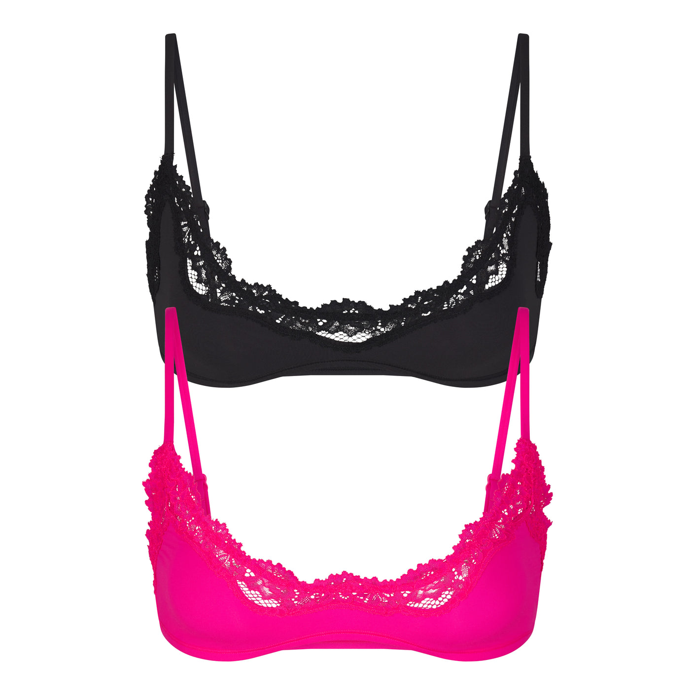FITS EVERYBODY LACE SCOOP BRALETTE 2-PACK | FLAMINGO AND ONYX