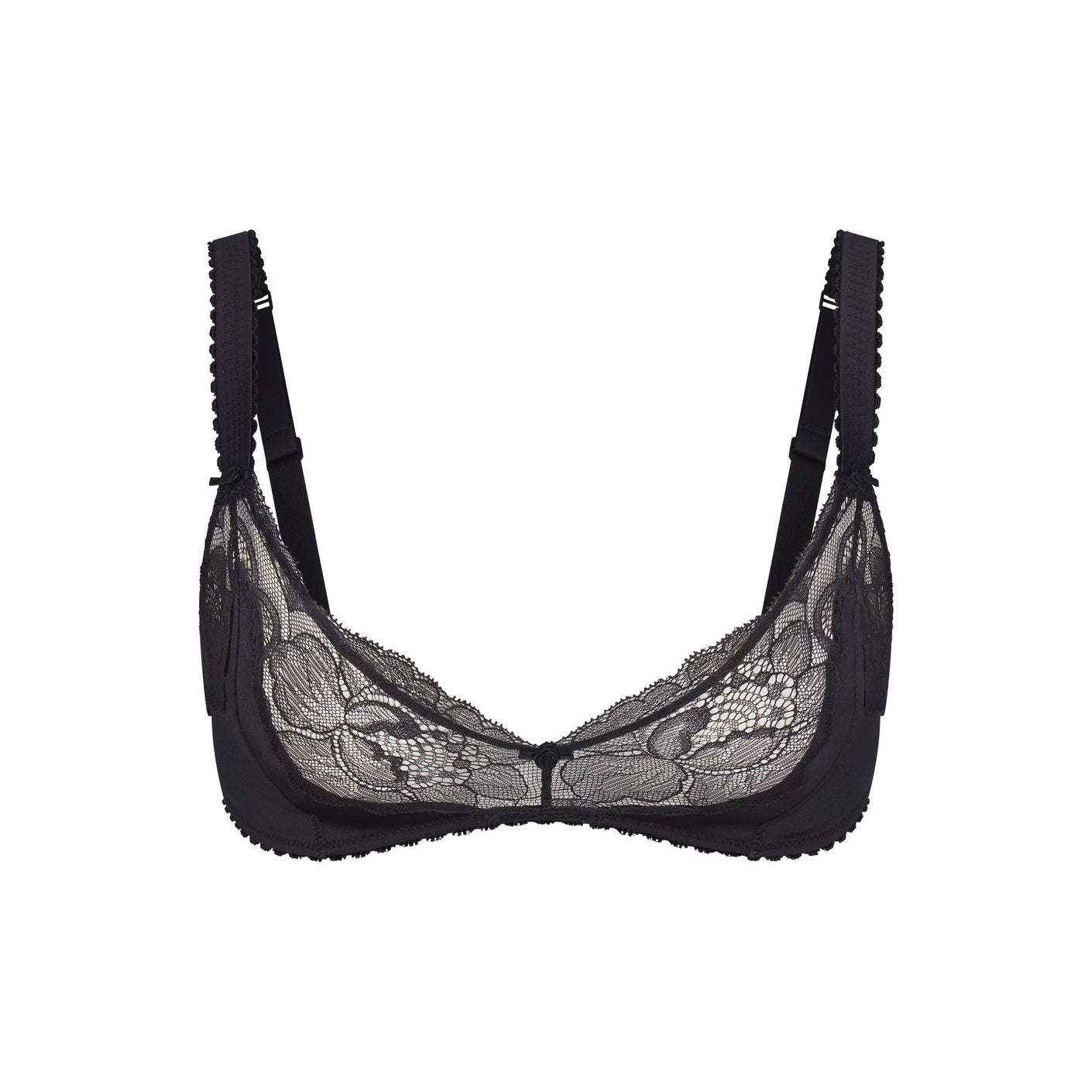 STRETCH SATIN LACE TRIANGLE BRALETTE | ONYX