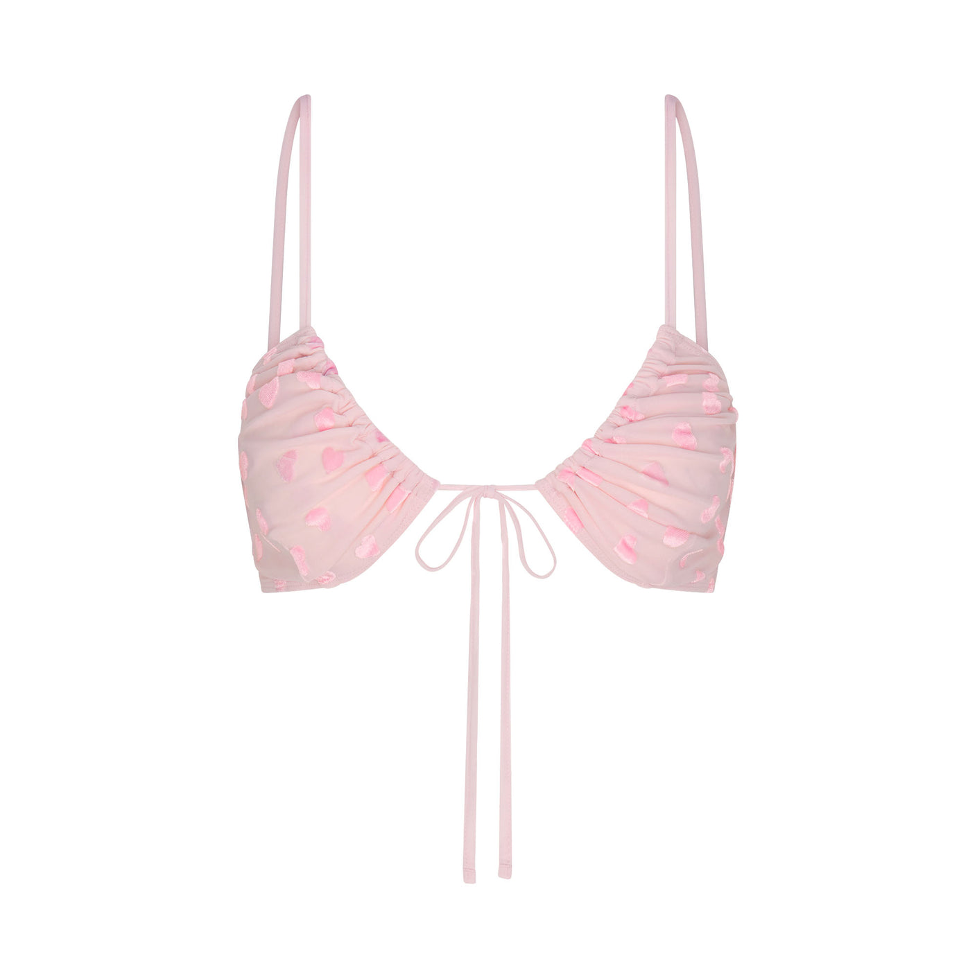 SHEER VELVET TIE FRONT BRALETTE | BABY PINK