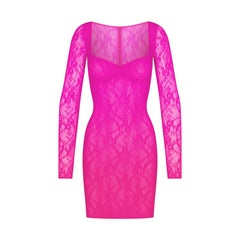 Track Soft Lounge Long Sleeve Dress - Hot Pink - XXS at Skims