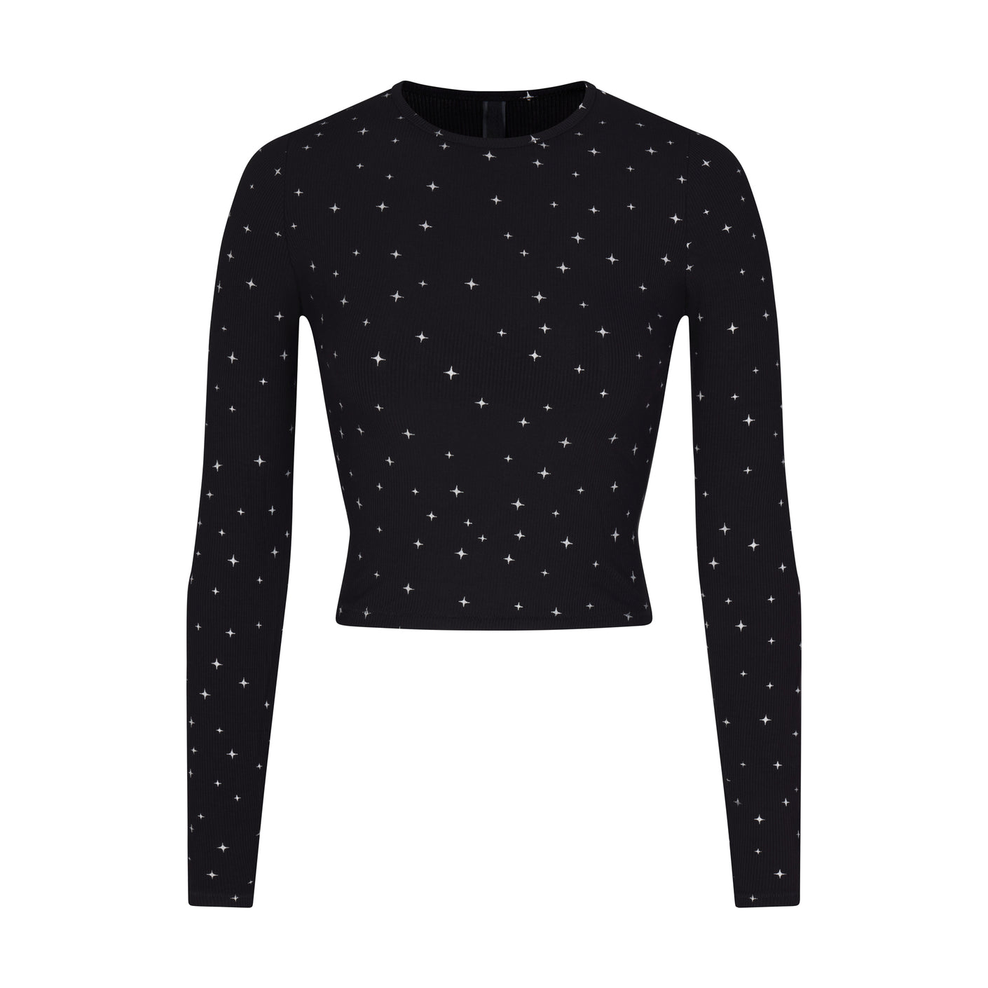 SOFT LOUNGE LONG SLEEVE CROP TOP | ONYX SPARKLE PRINT