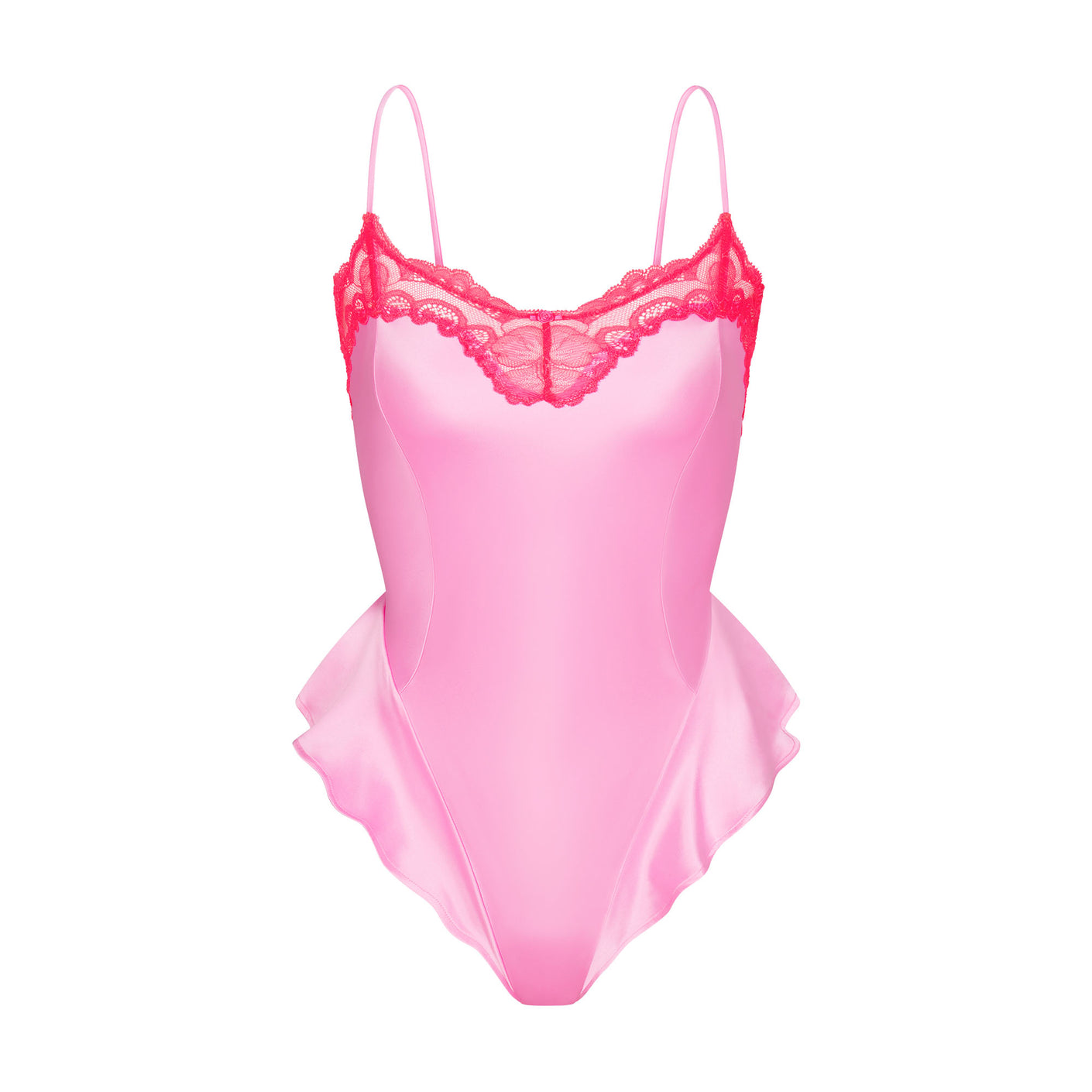 WOVEN SHINE LACE TEDDY | NEON ORCHID