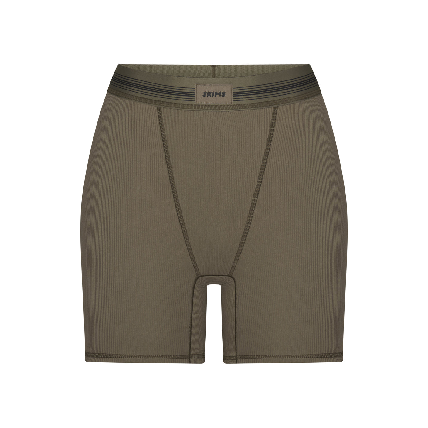 Skims Taupe Cotton Rib Boxer Shorts In Umber