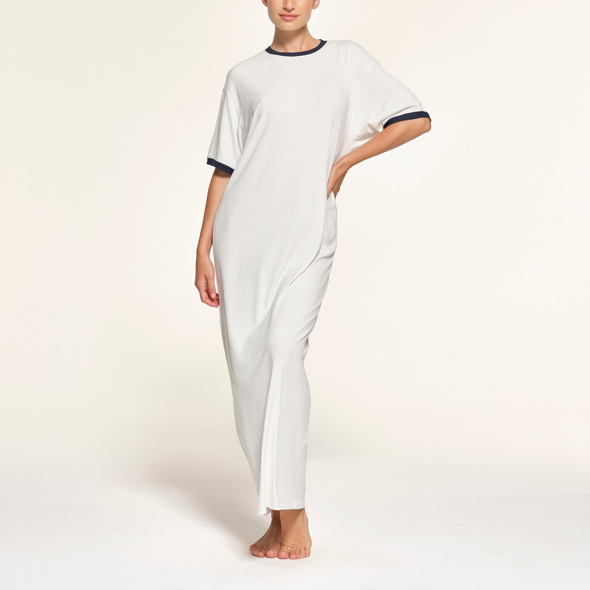 SKIMS Ringer T-Shirt Long Dress | White