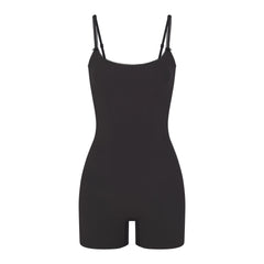 SKIMS Ribbed stretch-cotton jersey playsuit - Soot