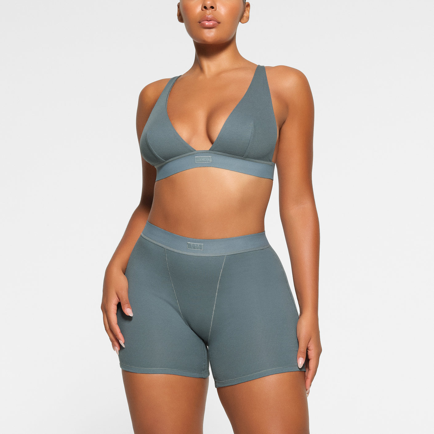 SKIMS, Tops, Skims Full Set Ribbed Leggings Ribbed Boxers And Ribbed Tank  Top