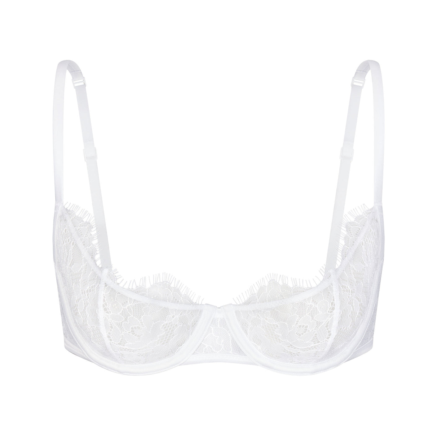 Sheer Lace Unlined Underwire White Bra