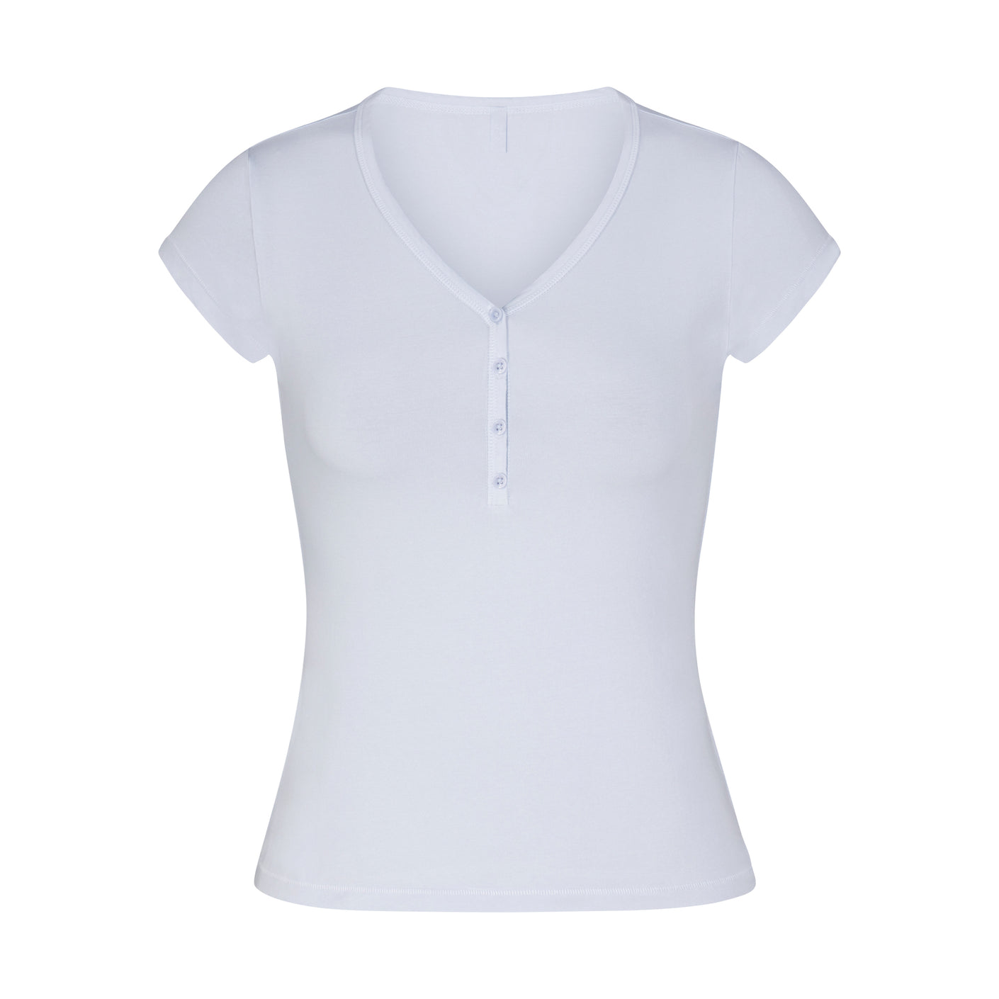 Women's Ribbed Seamless Fabric Short-Sleeve Henley 2-Pack
