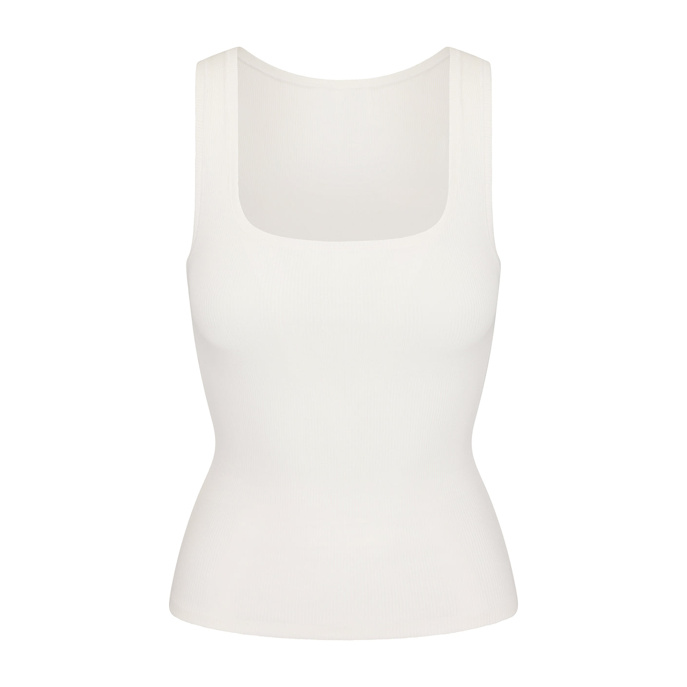 Skims Off-white Cotton Rib Tank Top In Marble