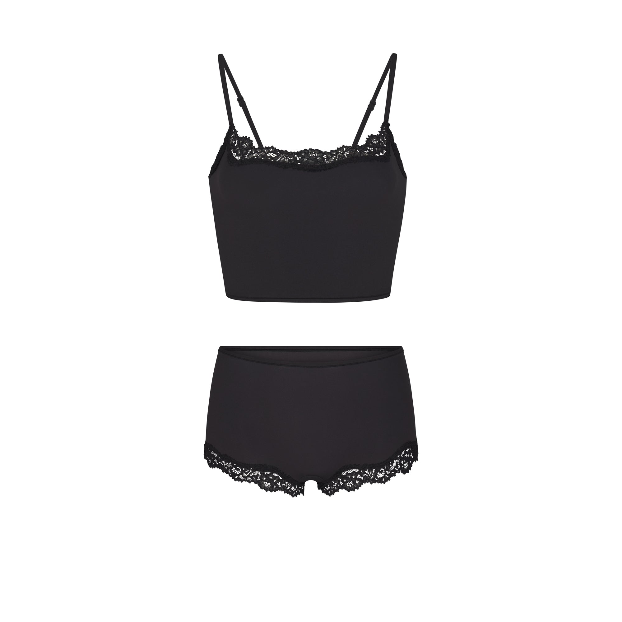 FITS EVERYBODY LACE CROPPED CAMI AND BOY SHORT SET | ONYX - FITS ...
