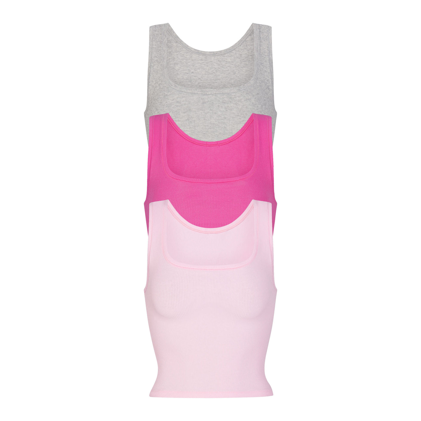 COTTON RIB TANK 3-PACK | HOT PINK MULTI