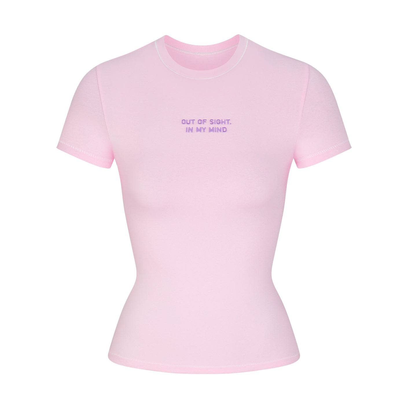 COTTON JERSEY EMBROIDERED T-SHIRT | BABY PINK