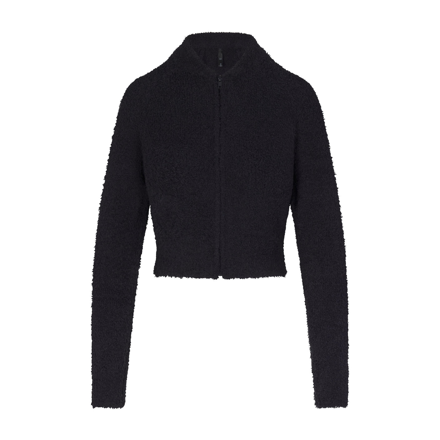 Skims Black Cozy Knit Zip-up Hoodie In Onyx