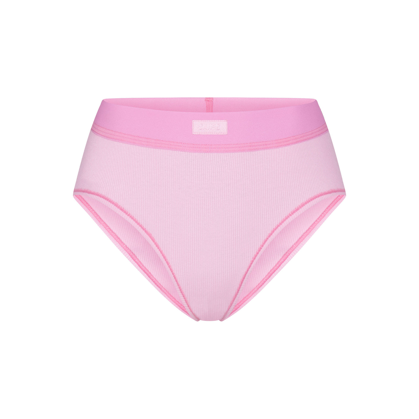 Skims Cotton Rib High-rise Stretch-cotton Boxers in Pink