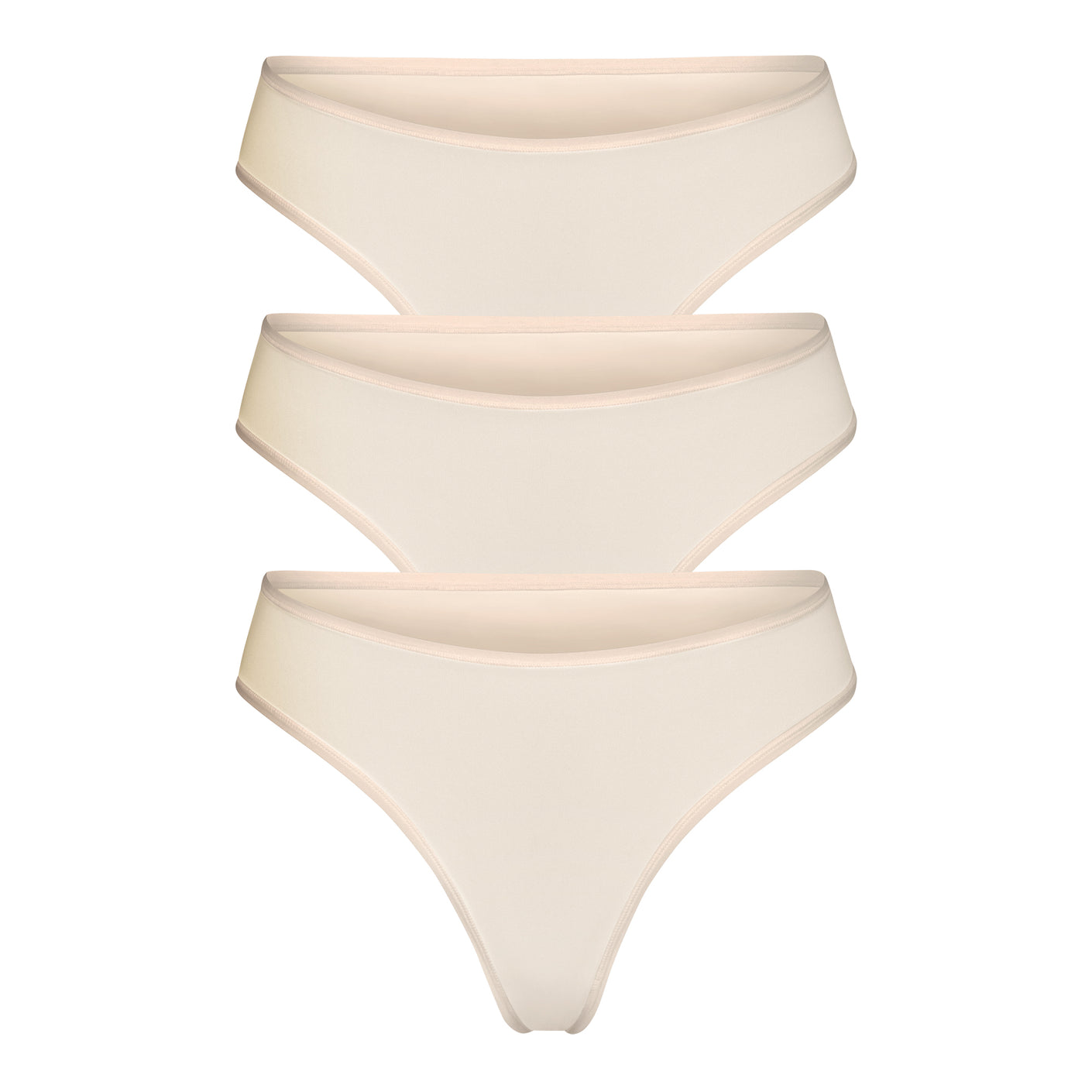 Seamless Thongs For Women Nylon No Show Thong Underwear Women 3 Pack,  White, L