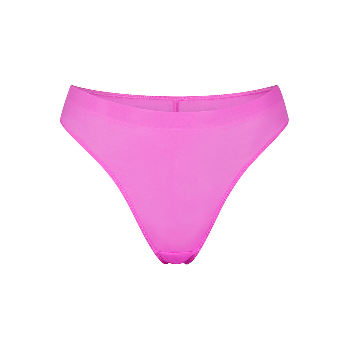 Seamless High Waist Thong Panty - Dark pink