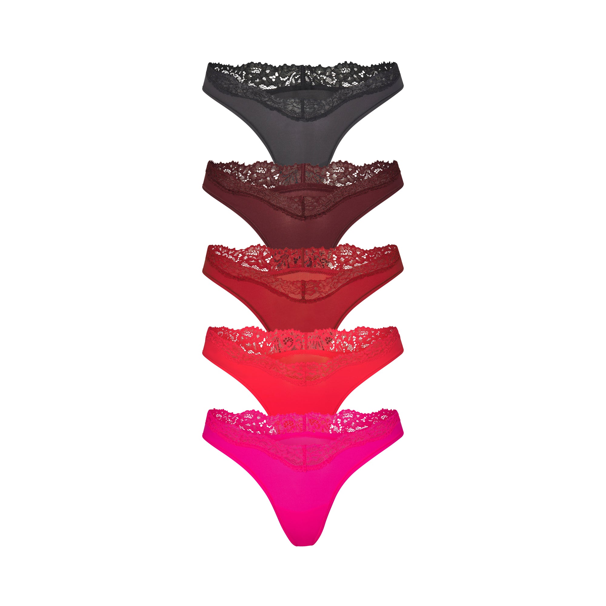 FITS EVERYBODY LACE DIPPED THONG 5-PACK | FLAMINGO MULTI