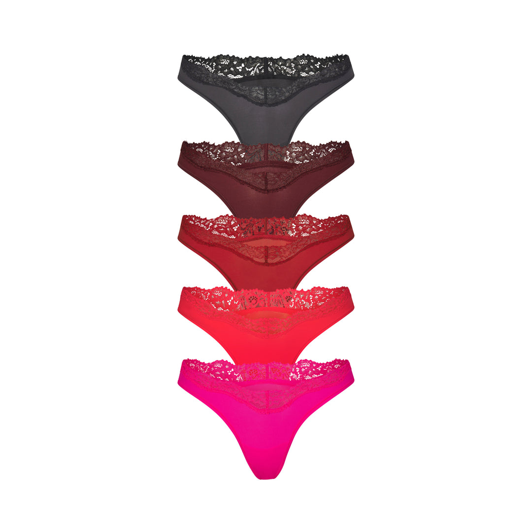 FITS EVERYBODY LACE DIPPED THONG 5-PACK